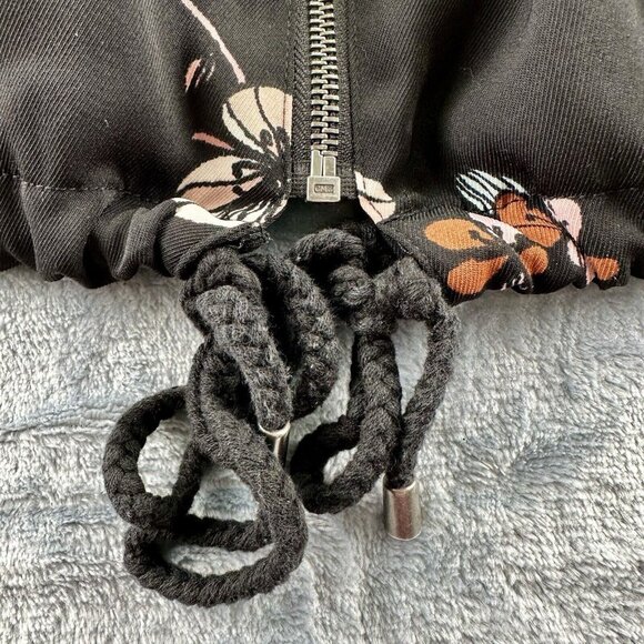 WHO WHAT WEAR Floral Jacket Women’s 3X Black Fall Zipper w/ Pockets Cinch Waist - Picture 5 of 16